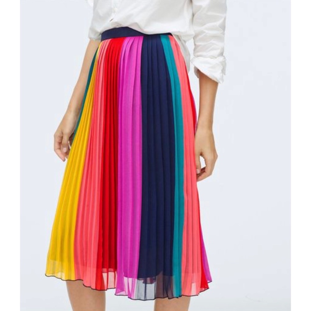 Rainbow Sunburst Pleated Skirt • J Crew